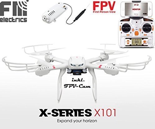 fm-electrics MJX X101w – Quadrocopter mit Wifi FPV, Riesen Reichweite, Headless Mode und One-Key Return, Sonderedition, Looping Funktion, C4010 Wlan Kamera in HD, XXL