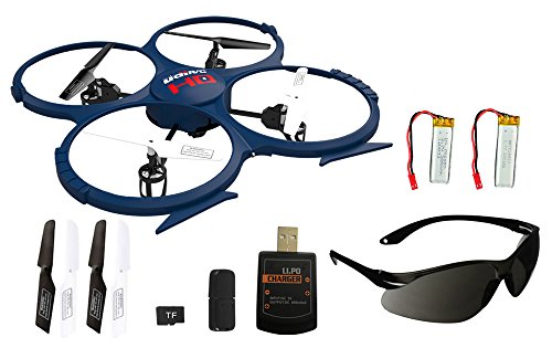 UDI RC U818A-1 HD Upgrade Deutsche AGETECH® GmbH Sonder-Edition mit Zusatz PowerAkku, HD Kamera mit Tonaufzeichnung, 4 GB Micro SD Speicherkarte und AGETECH® SafeFly Sonnenbrille, Akku-Warner, 4.5 Kanal Drohne, LCD Display, GYROSCOPE-TECHNIK und 2,4Ghz TECHNOLOGIE, für INNEN und AUSSEN. FLUGFERTIG