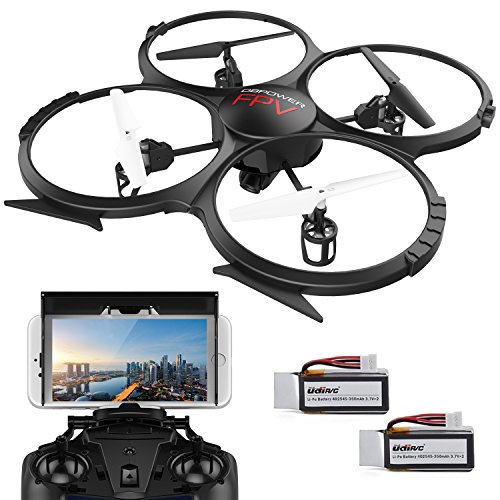 UDI U818A Verbesserte WIFI FPV Drohne mit 2MP HD Kamera APP Steuern RC Quadrocopter Kopflosmodus Drone mit 2 Batterien